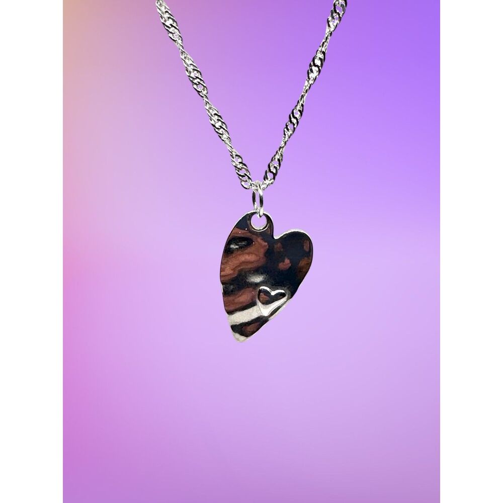 Silver Heart Charm Silver Indio Jewelry Necklace Chain #7071